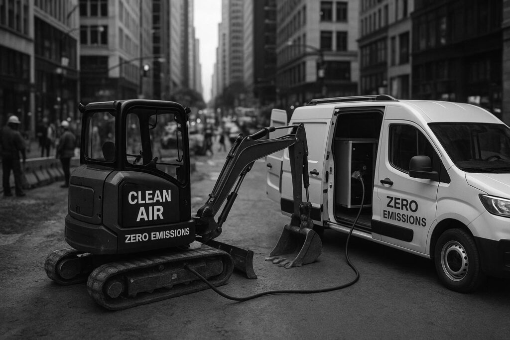 London trial reveals electric construction machines slash urban air pollution and emissions